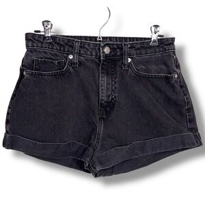 Size 6 Wild Fable Black Denim Shorts Classic Cuffed Cotton Fabric Goth Punk